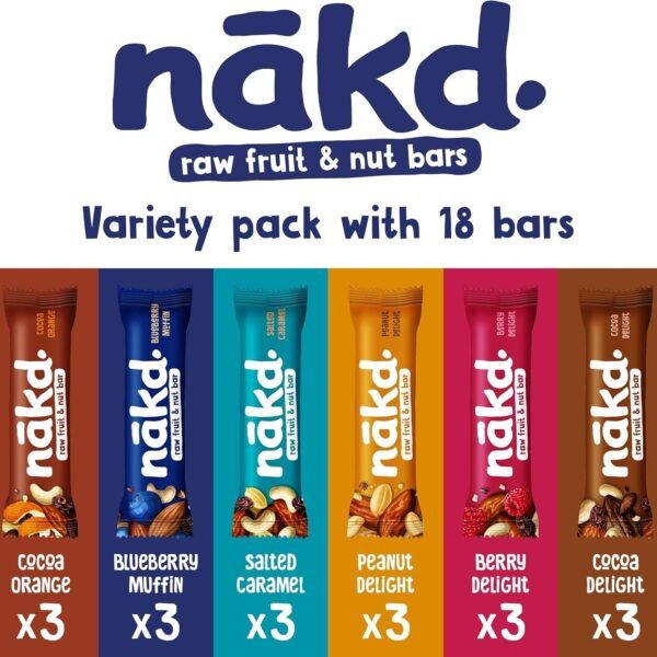 Nakd Fruit & Nut Bar Variety Pack - Vegan - Healthy Snack - Gluten Free - 35g x 18 bars